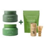 Krem i peeling do ciała z algami i matchą + Ekologiczna matcha (100 g) + miotełka